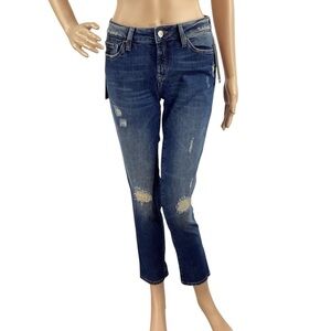 Mavi Ada Boyfriend Jeans 24 Dark Shaded Glam Distressed Mid Rise